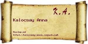 Kalocsay Anna névjegykártya