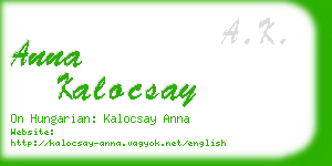 anna kalocsay business card